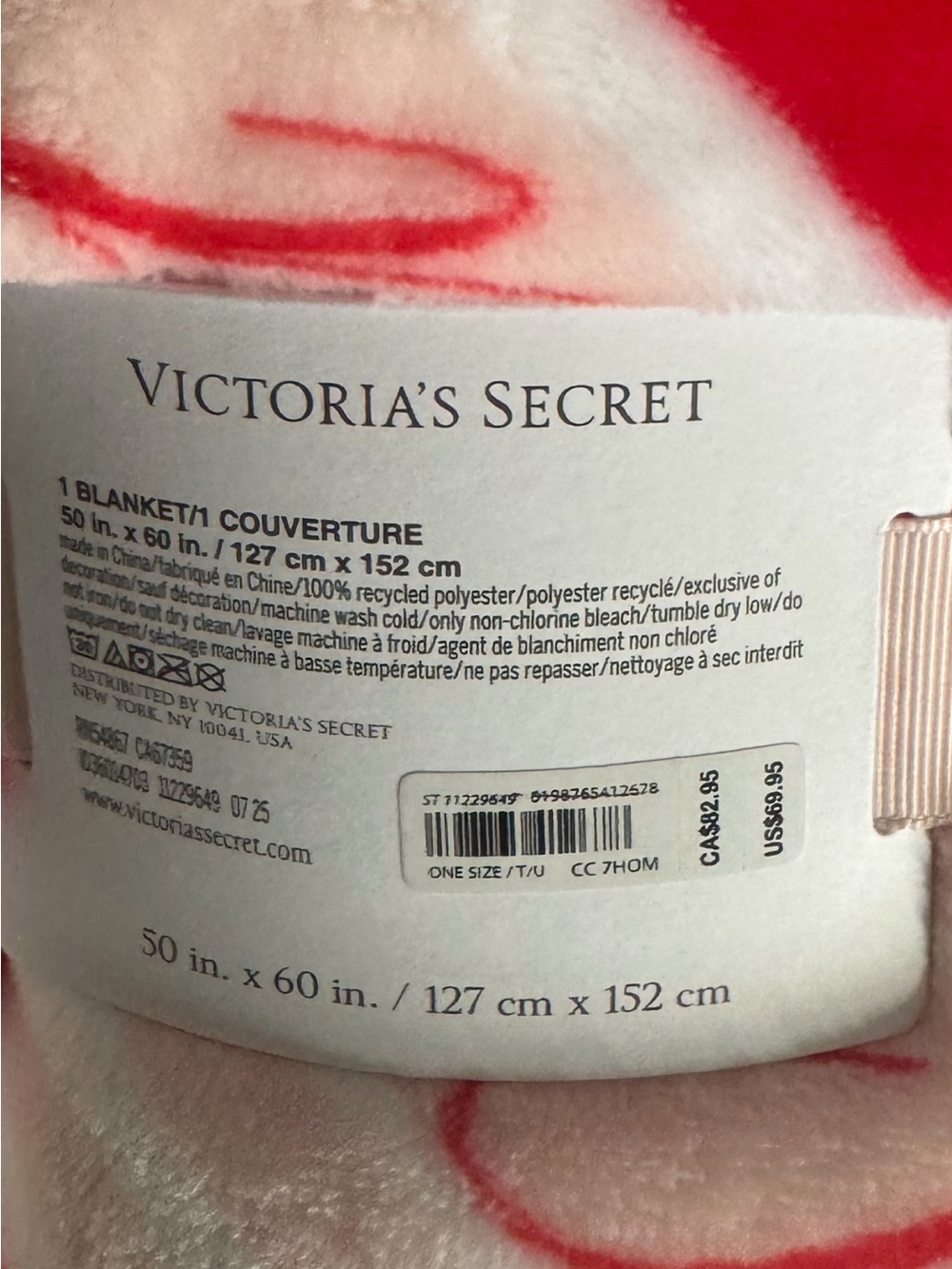 Victoria's Secret Pink and Red Plush Blanket - Picture 3 of 3